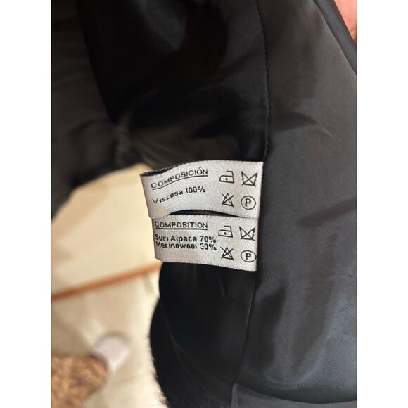 Liliana Castellano black shawl womens large classy suri alpaca merino wool - Picture 7 of 9